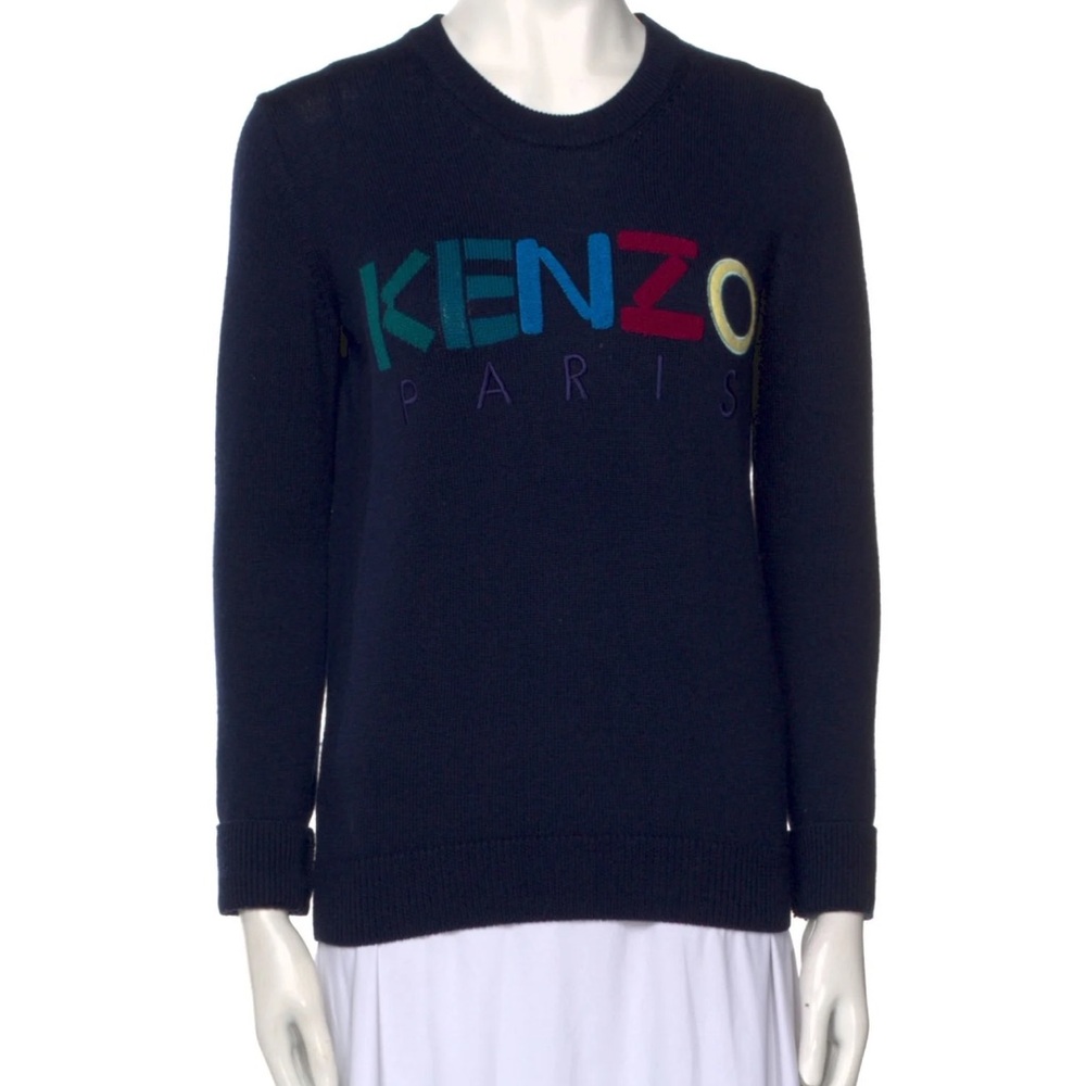 Kenzo Navy Sweater with Colorful Logo